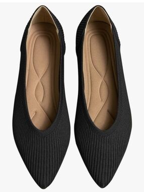 Pointed Toe Memory Foam Knit Flats Shoes - Size 8.5